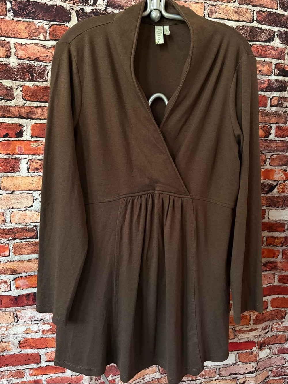 sahalie Brown Long Sleeve Wrap-Style Tunic VERY SOFT Size Large